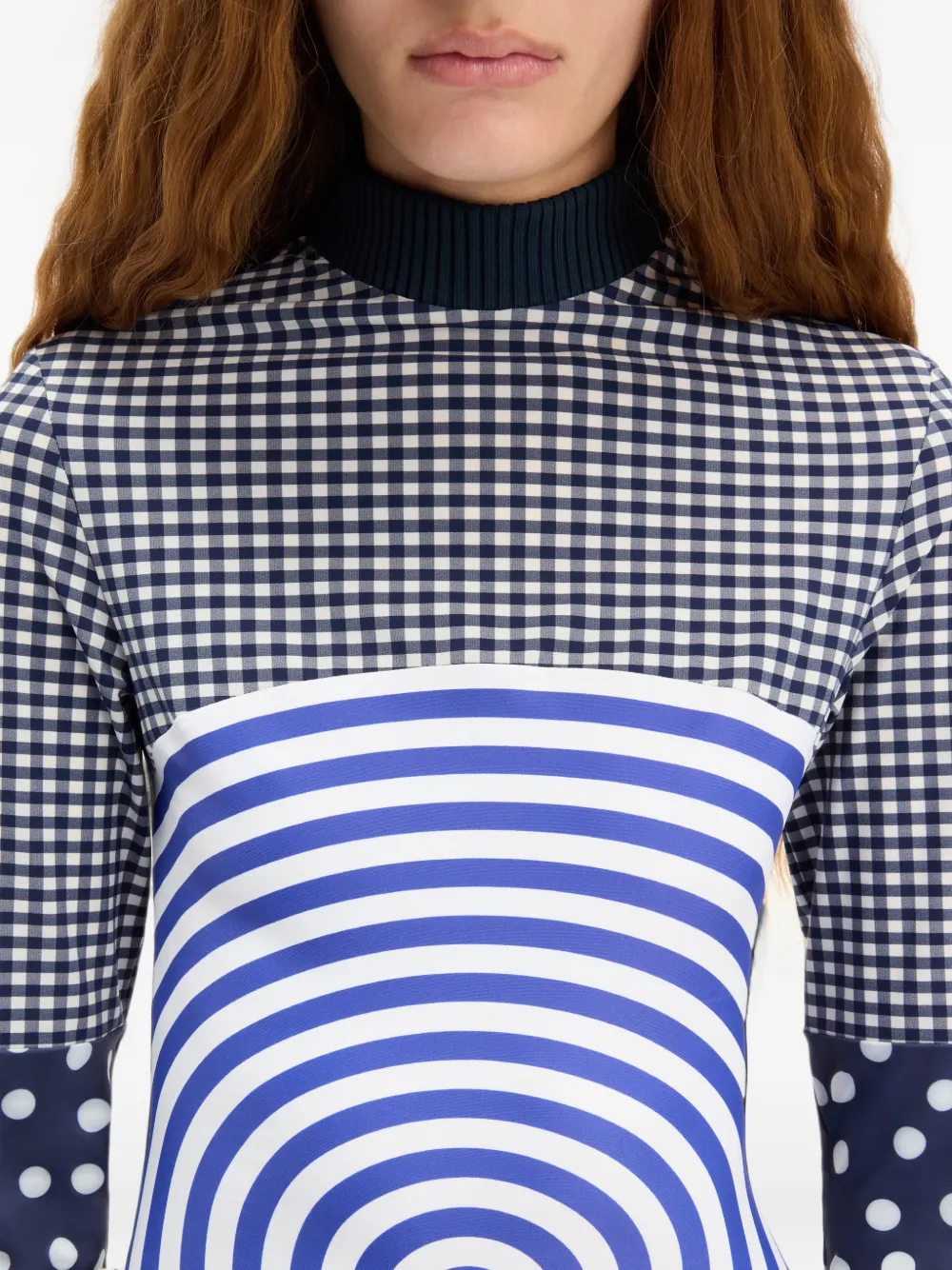 Jean Paul Gaultier Top met gingham ruit en lange mouwen Blauw
