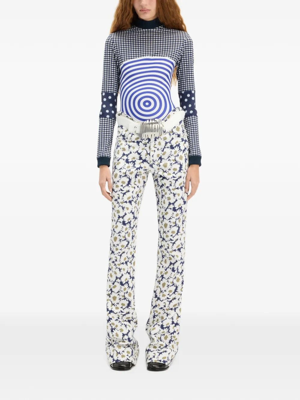 Jean Paul Gaultier Top met gingham ruit en lange mouwen Blauw