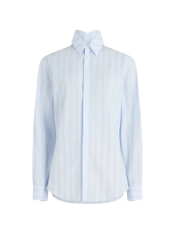 Jean Paul Gaultier Pinstriped Collar Shirt in Blue