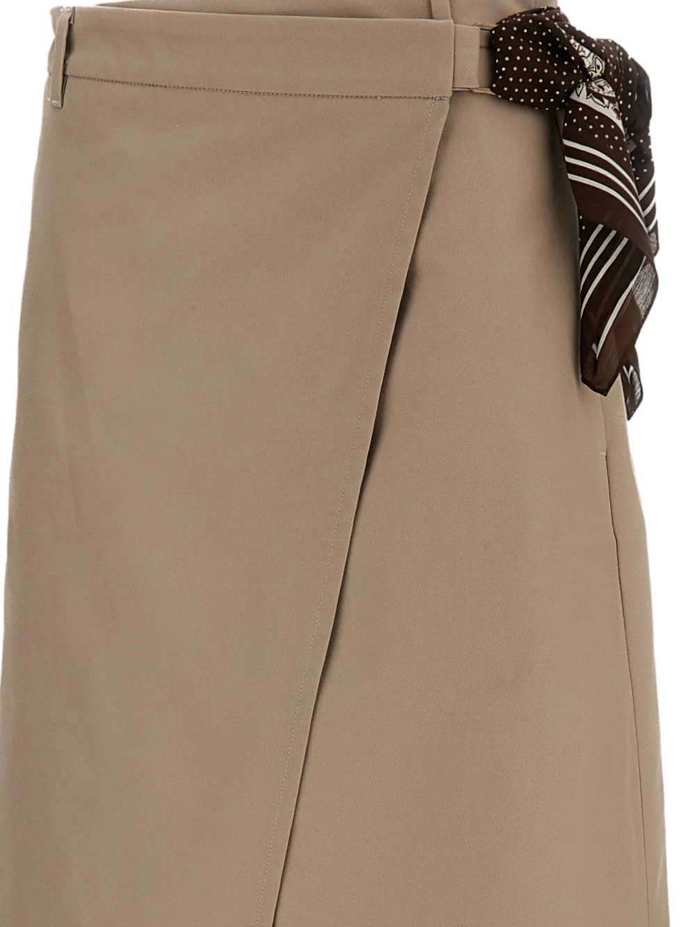  True Royal Tie-detail Midi Skirt - Neutrals 