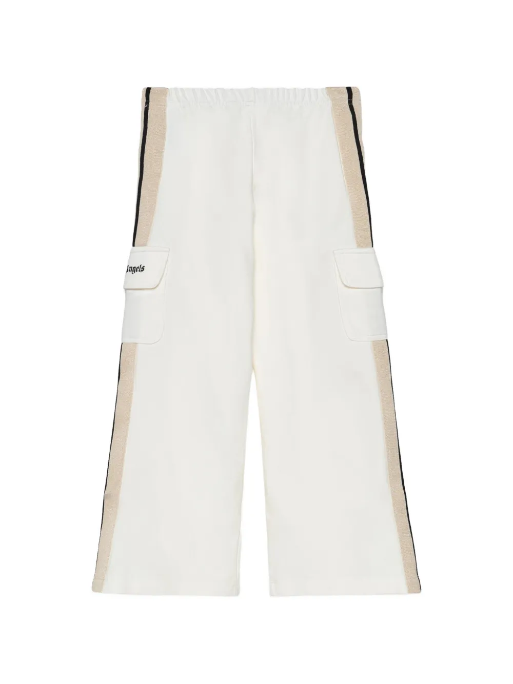 Palm Angels Kids Gestreepte cargo broek Beige