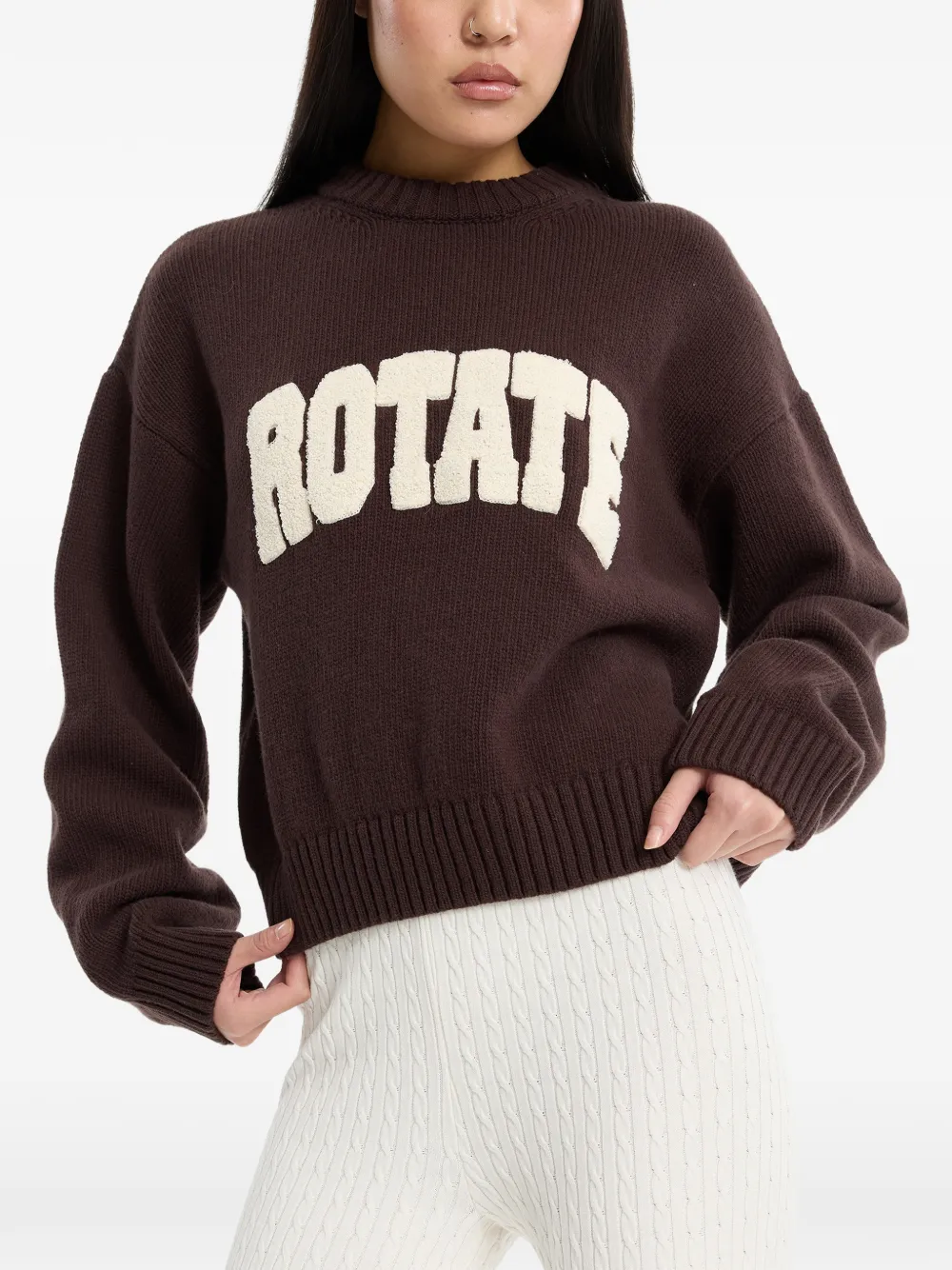 ROTATE BIRGER CHRISTENSEN Trui met logopatch Bruin