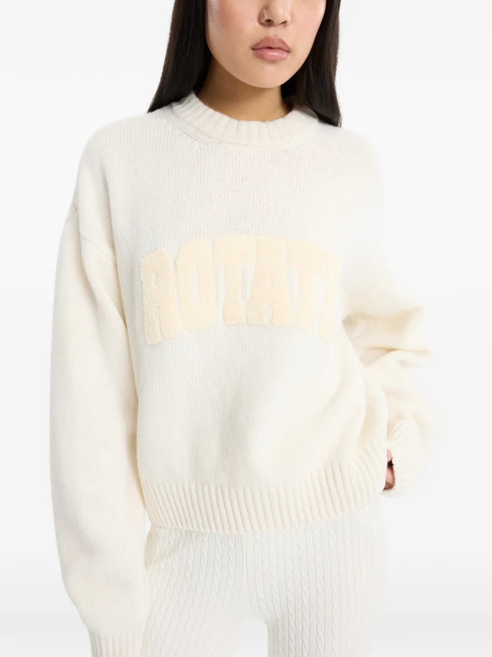 ROTATE BIRGER CHRISTENSEN Trui met ronde hals en logo Beige