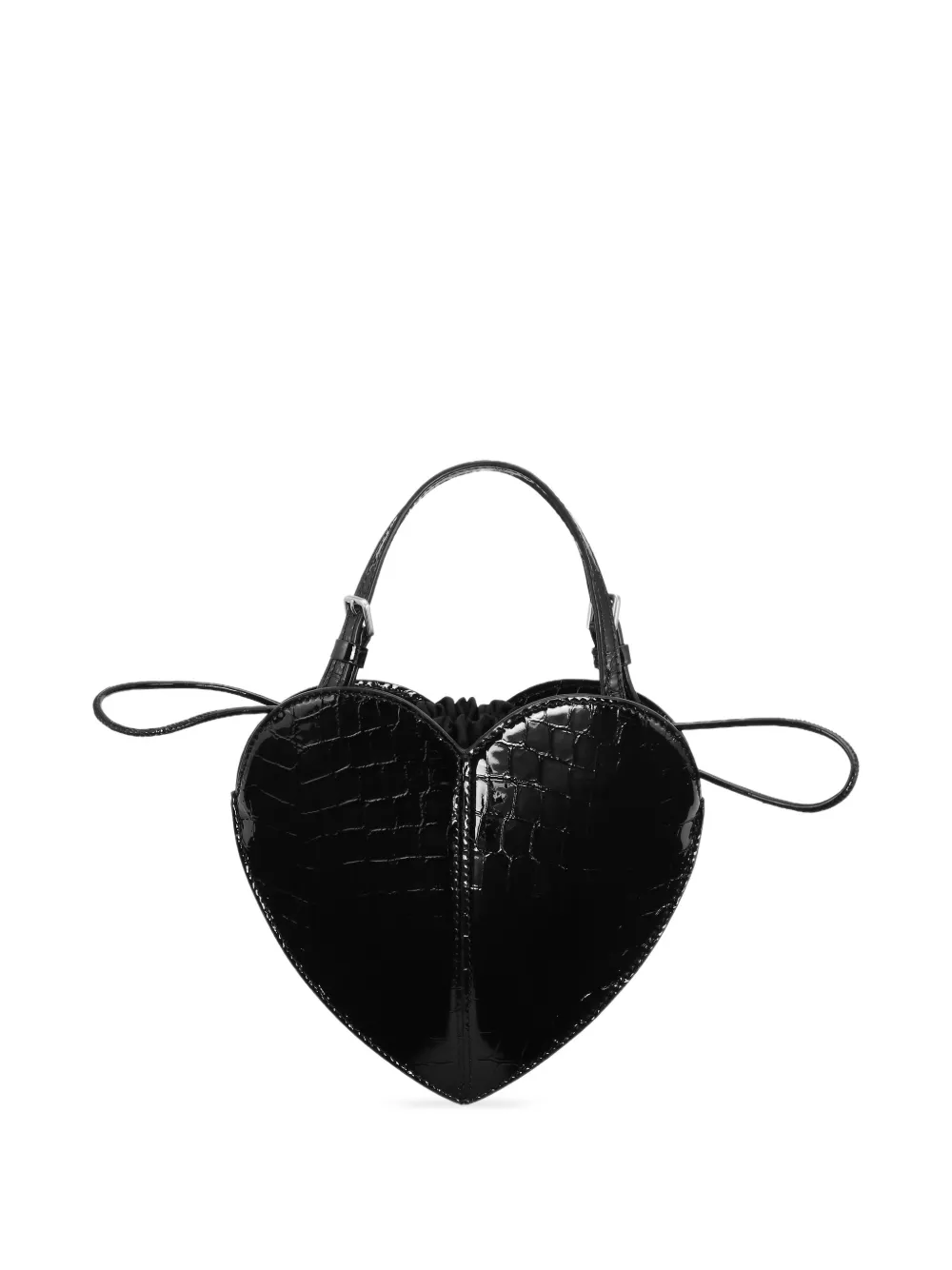 ROTATE BIRGER CHRISTENSEN Borsa tote a cuore con effetto coccodrillo - Nero