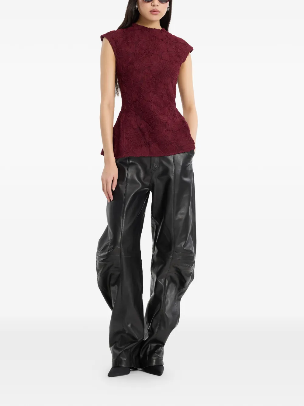 ROTATE BIRGER CHRISTENSEN Leren cargo broek Zwart
