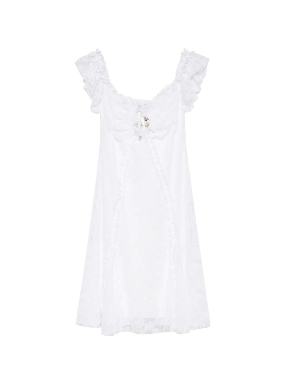 Aniye By ruffled lace-overlay mini dress - Bianco