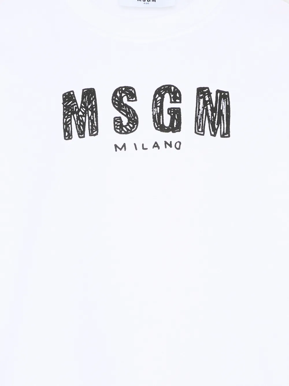 MSGM Kids Sweater met ronde hals en logo Wit