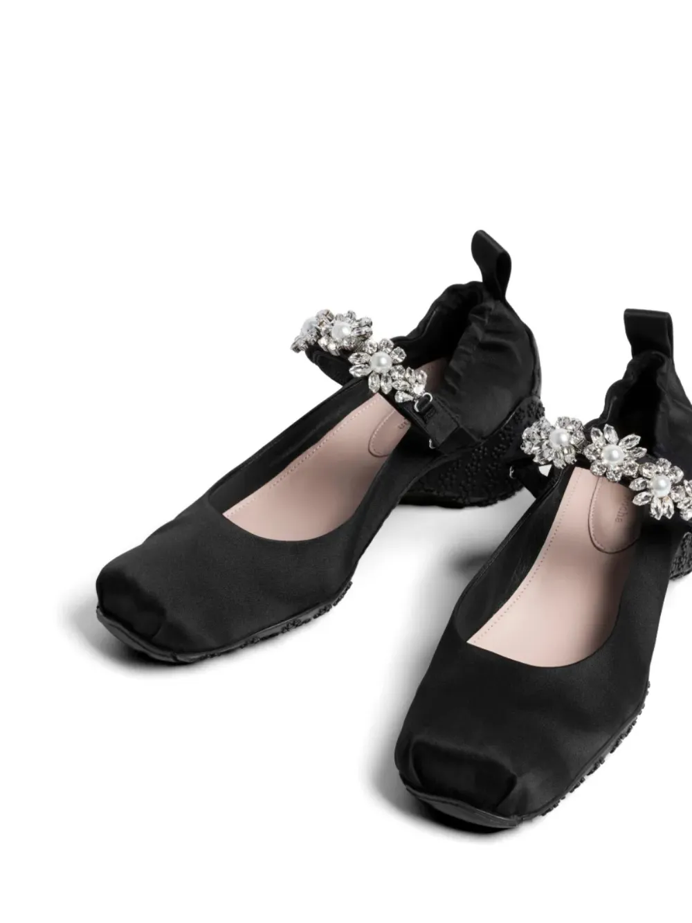 Simone Rocha flower-embellished ballet flats Zwart