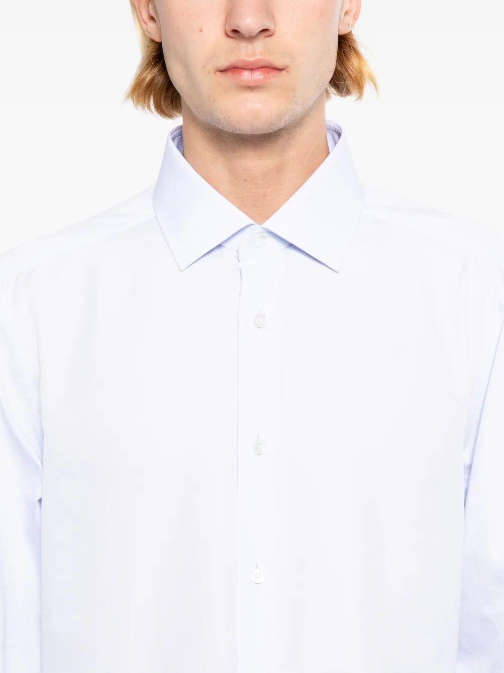 Zegna Geruit overhemd Blauw