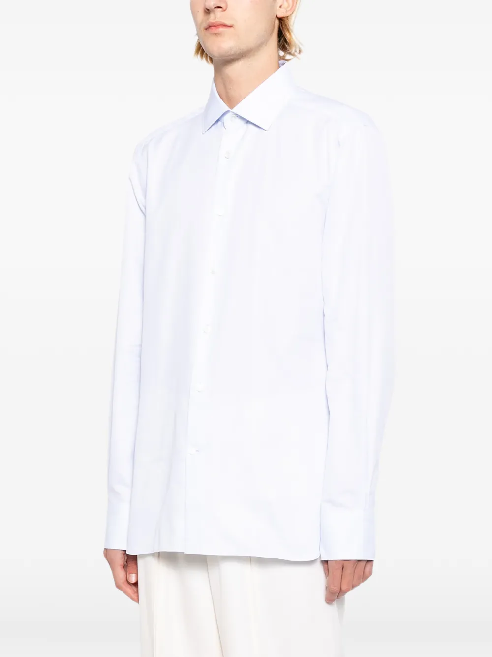 Zegna Geruit overhemd Blauw