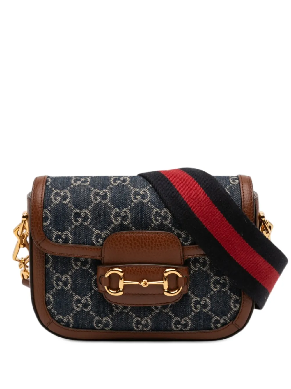 Gucci Pre-Owned 2016-2025 Small GG Denim Web Horsebit 1955 crossbody bag - Blu