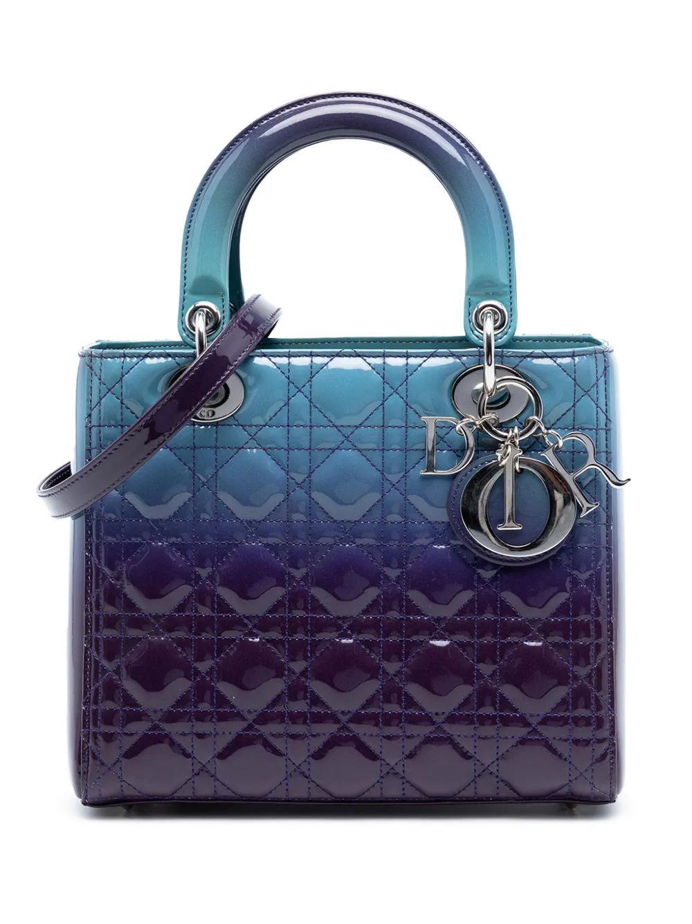 Christian Dior Pre-Owned 2015 Medium Ombre Patent Cannage Lady Dior satchel - Viola