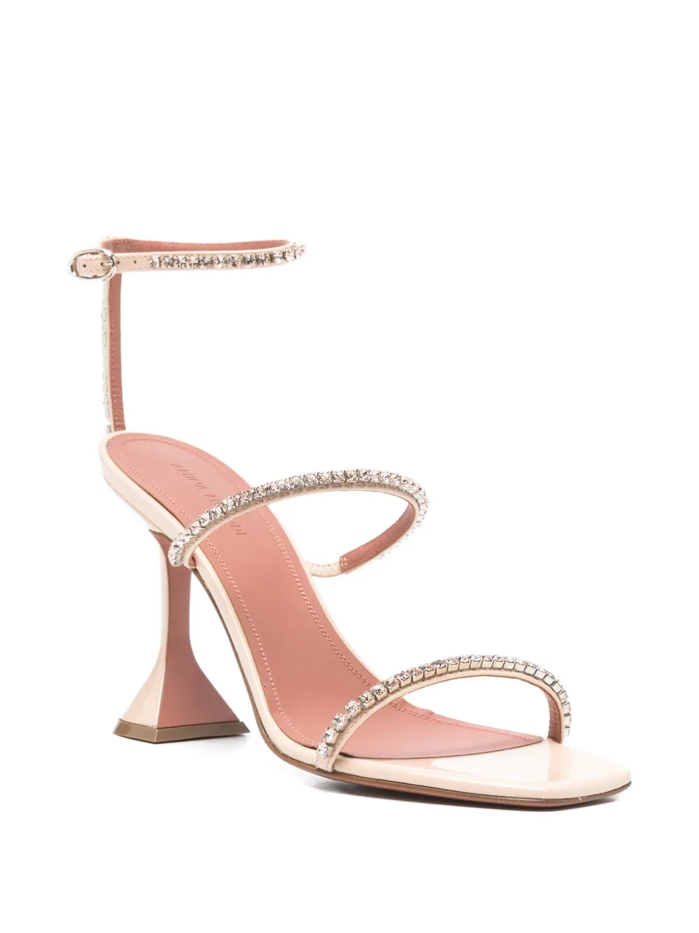 Amina Muaddi Gilda crystals sandals Beige