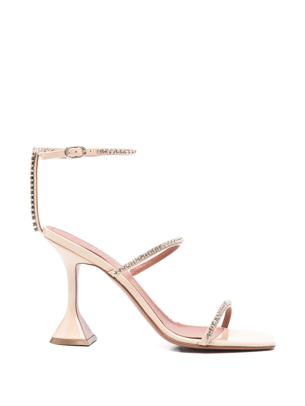 Amina Muaddi Gilda crystals sandals Beige