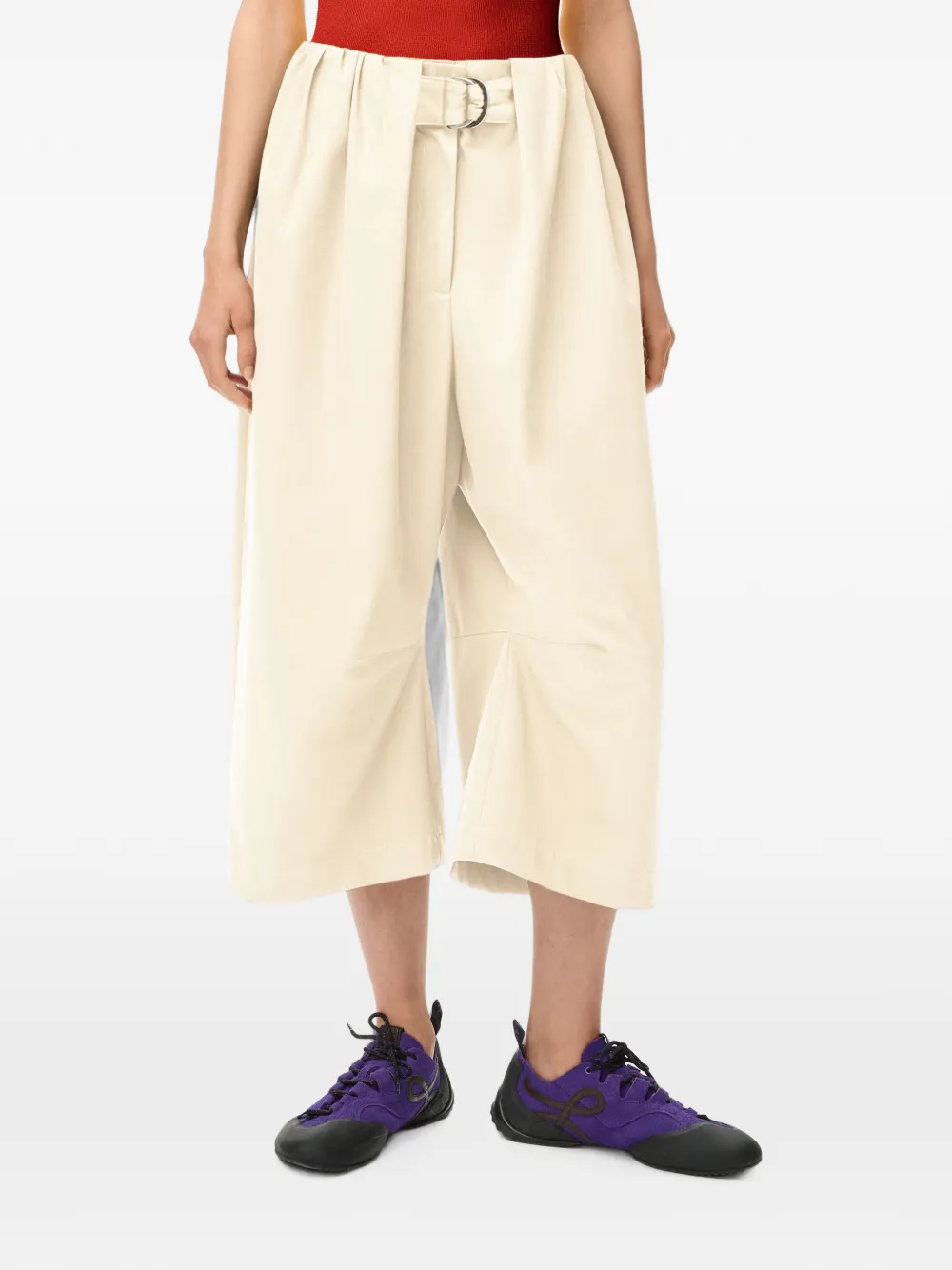 LOEWE Plooibroek met ceintuur Beige
