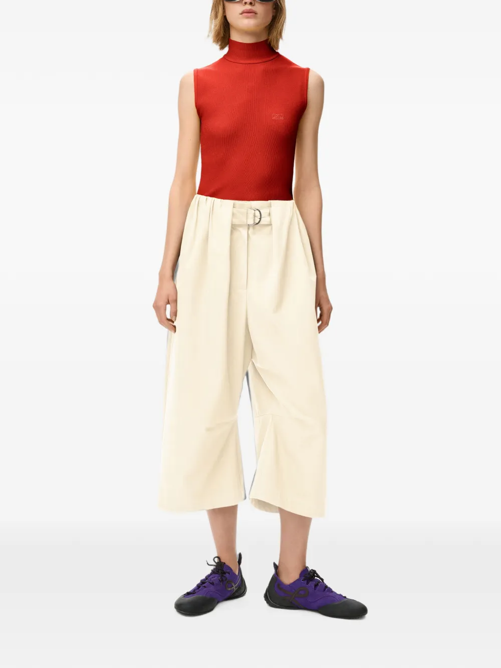 LOEWE Plooibroek met ceintuur Beige
