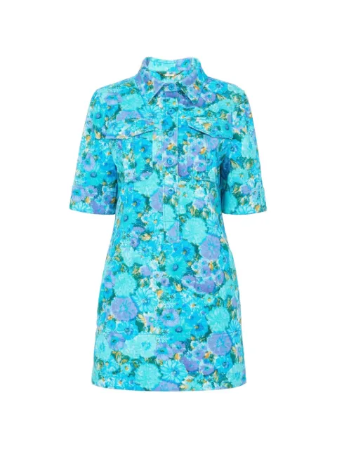 Chloé floral-patch polo-collar mini cotton dress