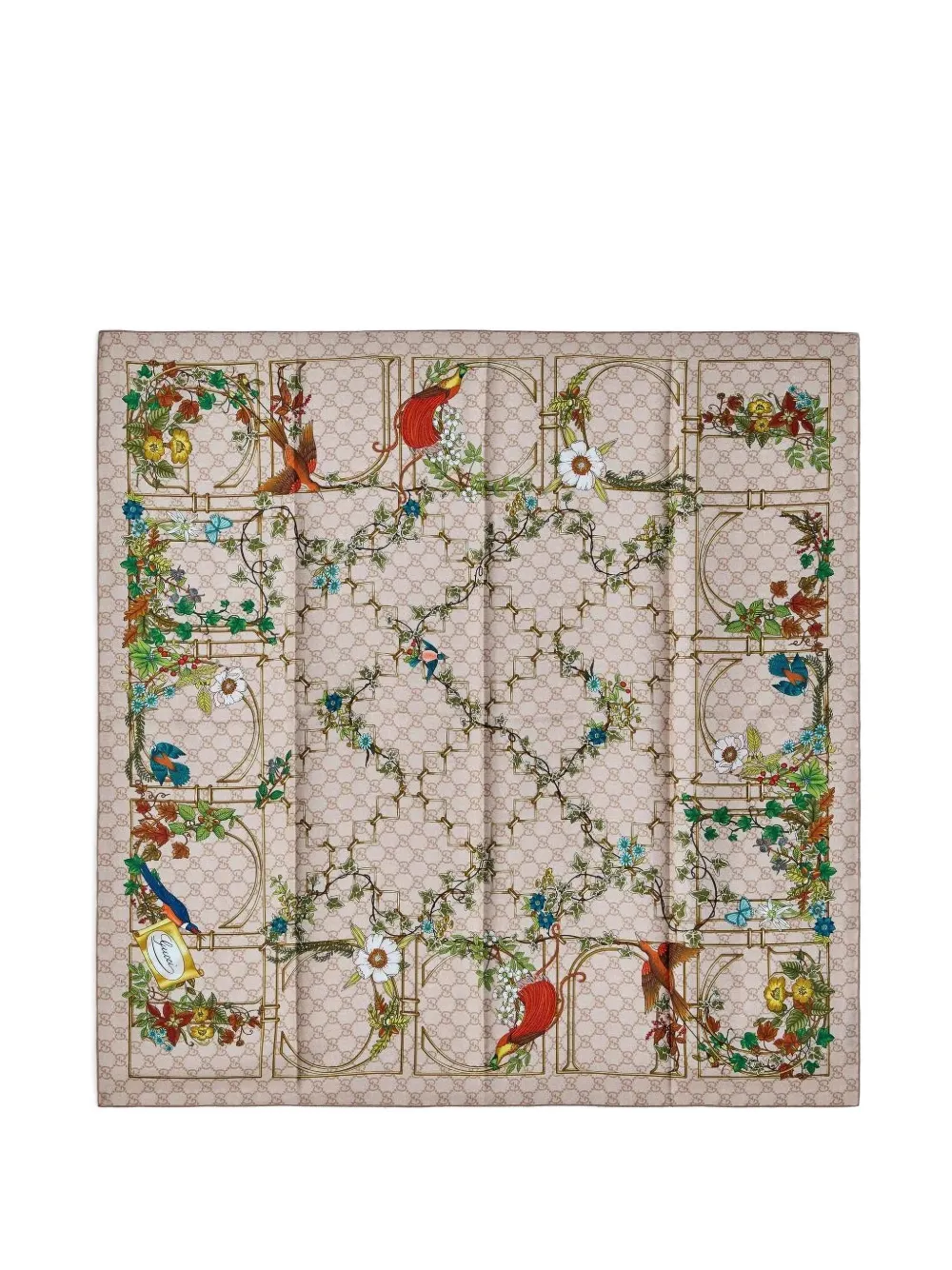 Gucci printed silk twill carré scarf - Nude