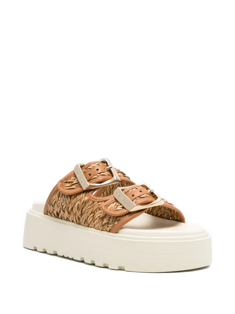 Casadei Geweven sandalen met gespdetail Bruin