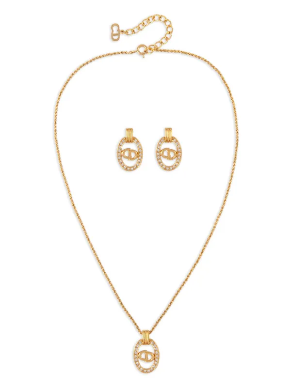 Christian Dior Pre-Owned 1980s Swarovski クリスタル イヤリング Dior ゴールド クリスタルイヤリング