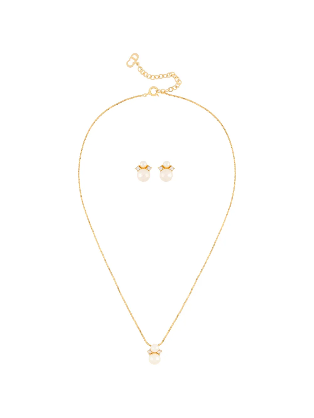 Christian Dior Pre-Owned 1980s pearl necklace and earring set - Oro