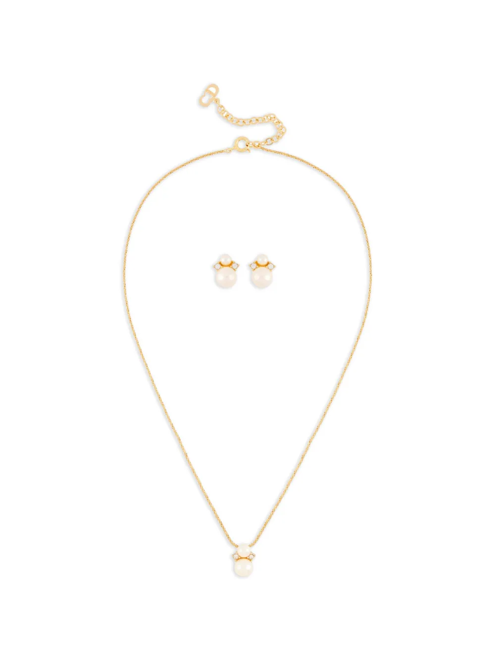 Christian Dior Pre-Owned 1980s pearl necklace and earring set - Oro