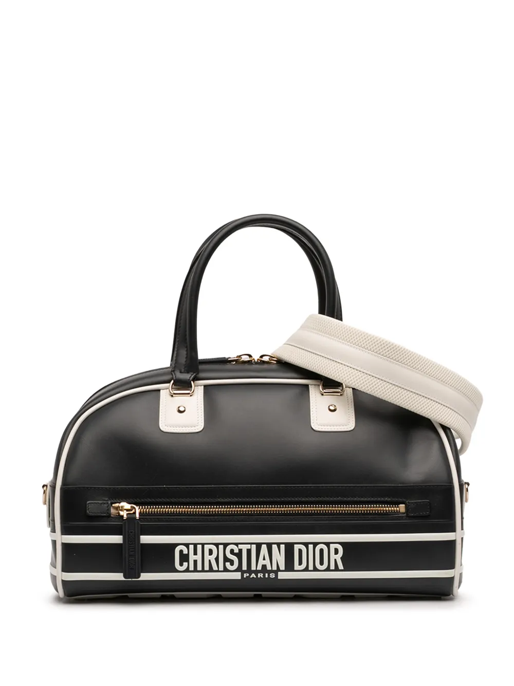 Christian Dior Pre-Owned 2021 Medium Leather Dior Vibe Zip Bowling Bag satchel - Nero
