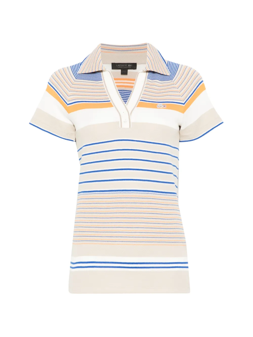 Lacoste striped collared polo top - Nude