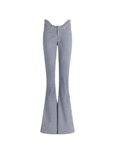 Jean Paul Gaultier curved gingham flared trousers