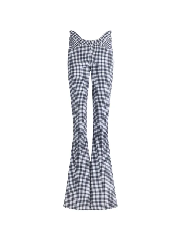 jean paul gaultier チェックパンツ ベロア フレア Jean Paul Gaultier チェック フレアパンツ | ブルー | FARFETCH JP