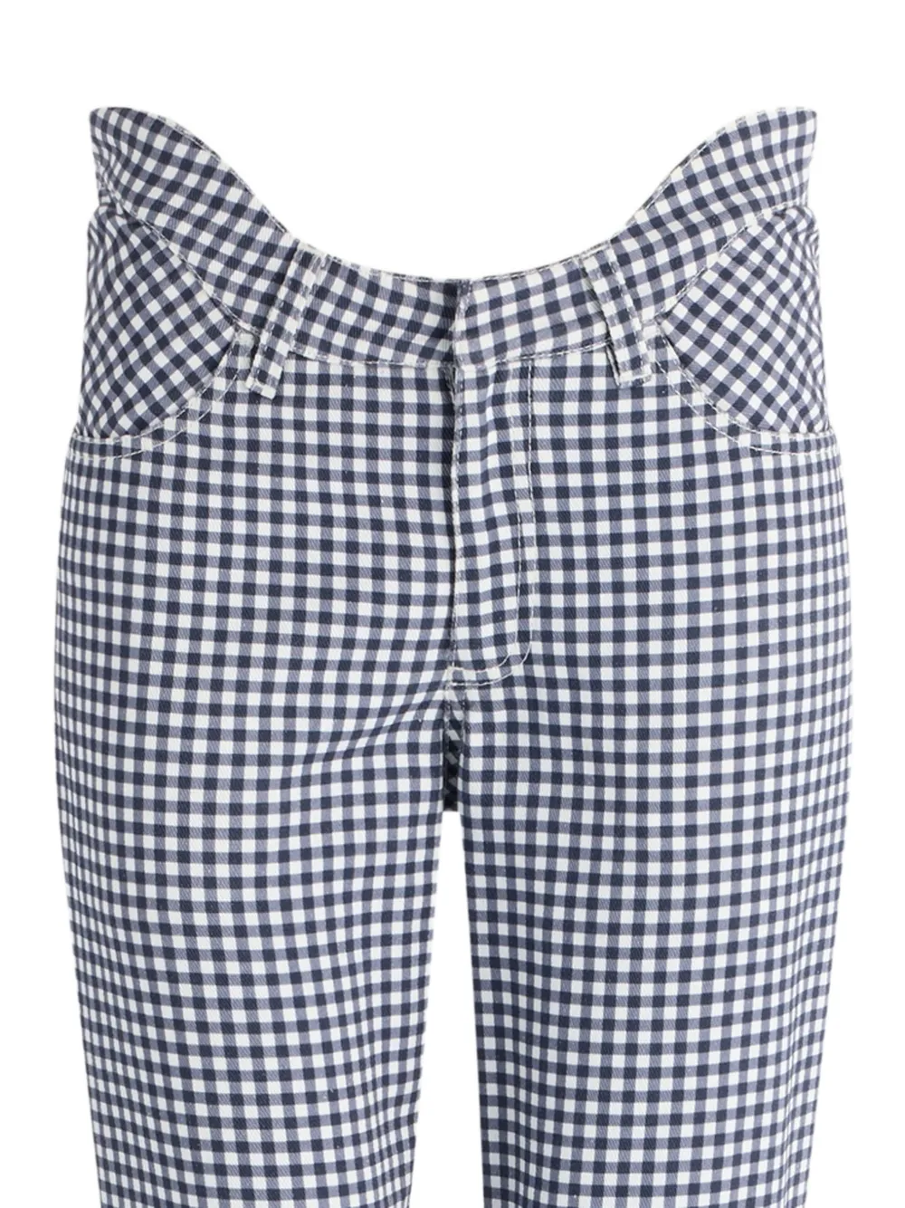  Jean Paul Gaultier Curved Gingham Flared Trousers - Blue 