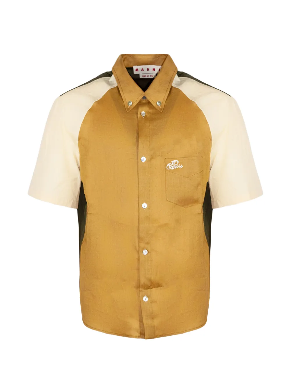 Marni colour-block logo-embroidered shirt - Giallo
