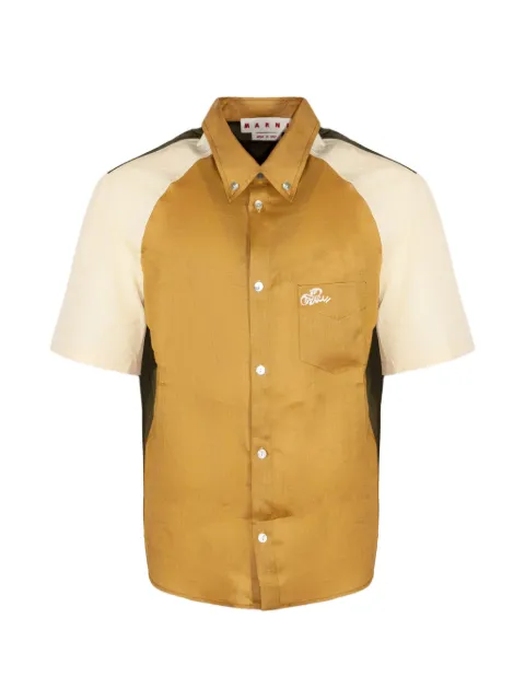 Marni colour-block logo-embroidered shirt