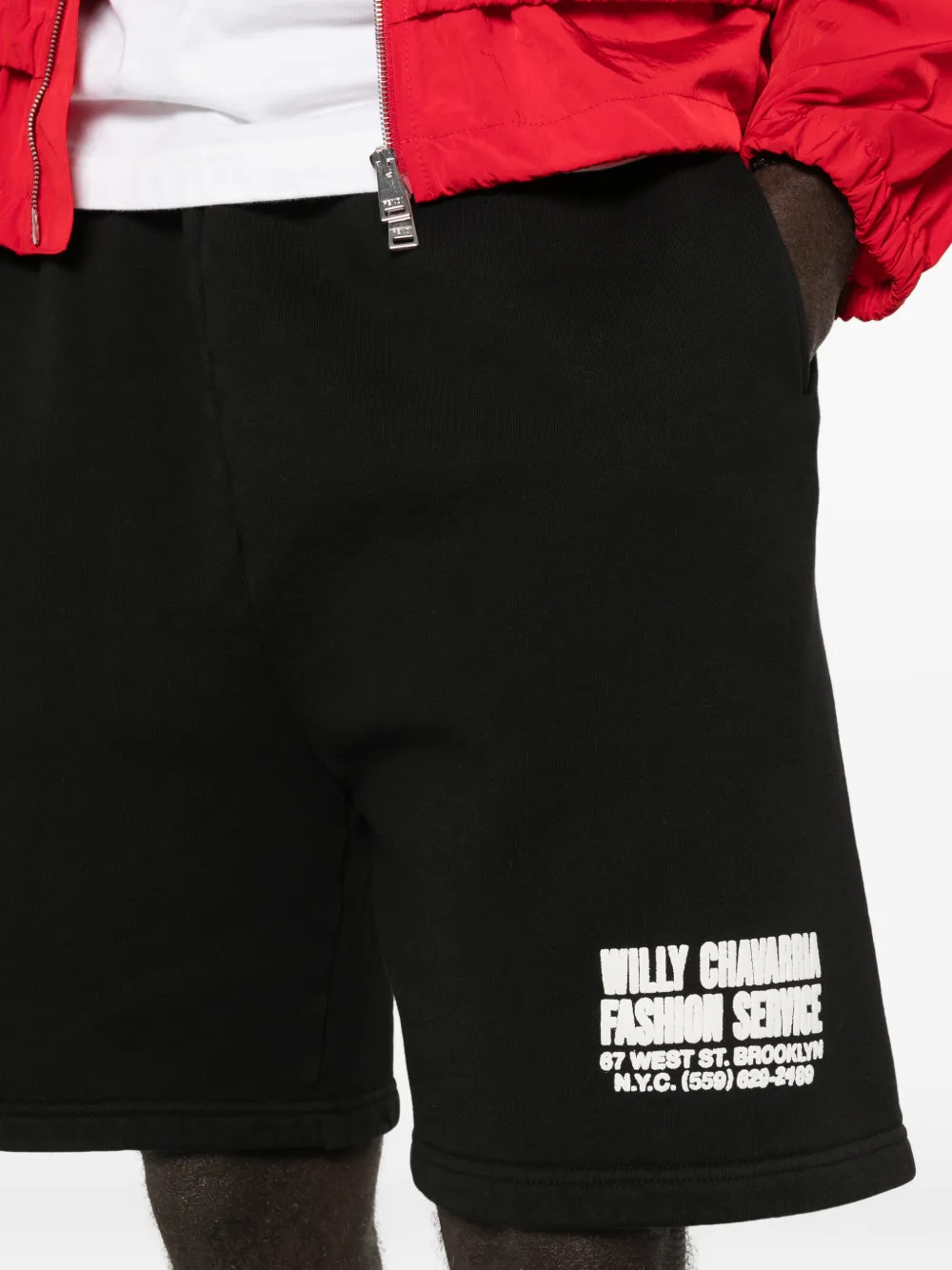 Willy Chavarria Shorts met print Zwart