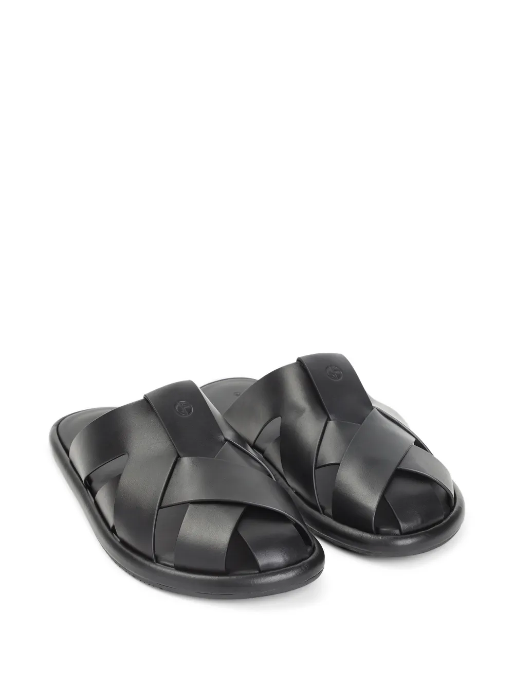 Giorgio Armani interwoven leather sandals Zwart