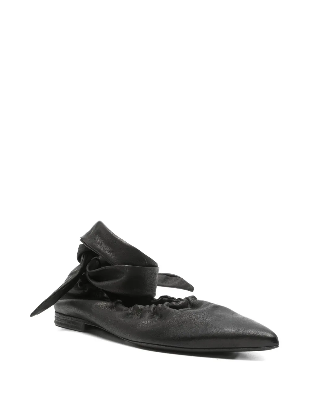 Uma Wang pointed-toe ankle-tie ballet flats Zwart