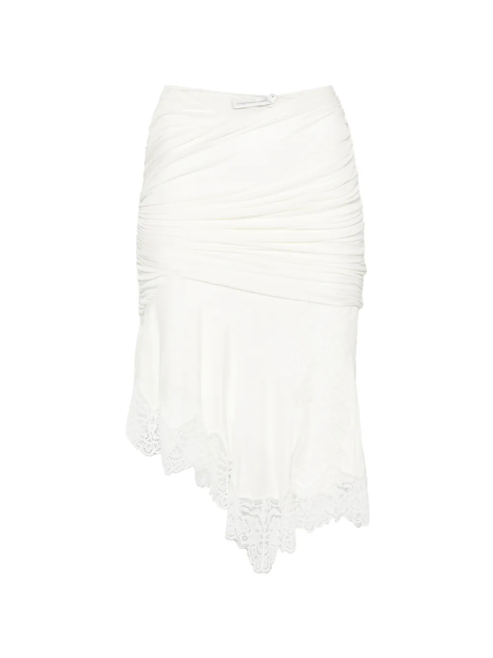 Christopher Esber lace-trim gathered mini skirt - Weiß
