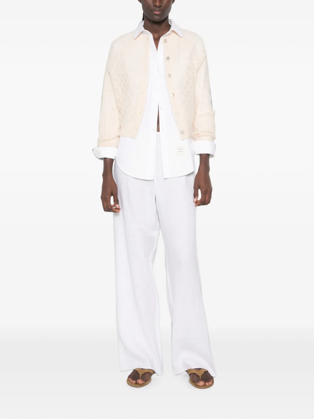 DÔEN Petra pointelle gebreid vest Beige