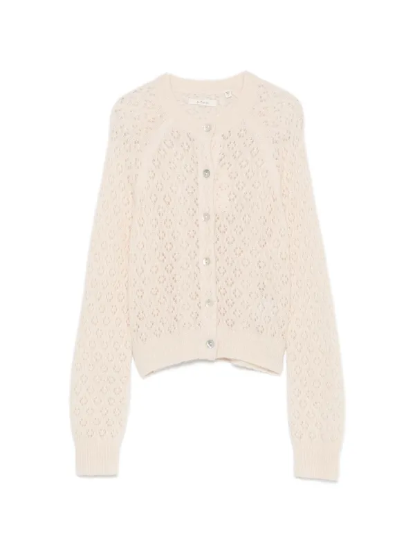 Dôen Petra Pointelle-knit Cardigan in Neutrals