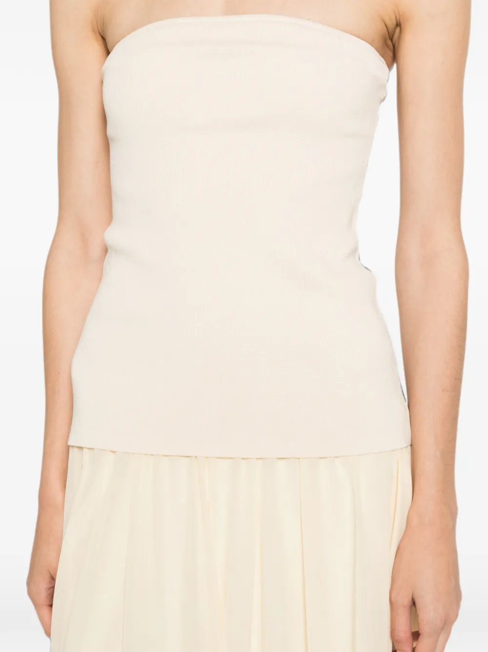 St. Agni Strapless jurk met ballonzoom Beige
