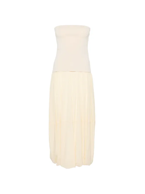 St. Agni Strapless Balloon Hem Dress - Porcelain in Neutrals