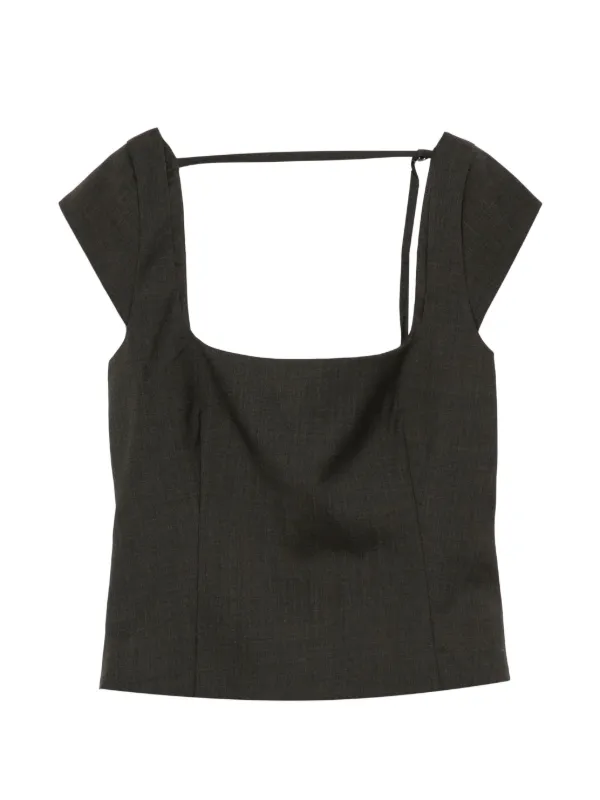 St. Agni Cap-sleeves Square-neck Top in Black
