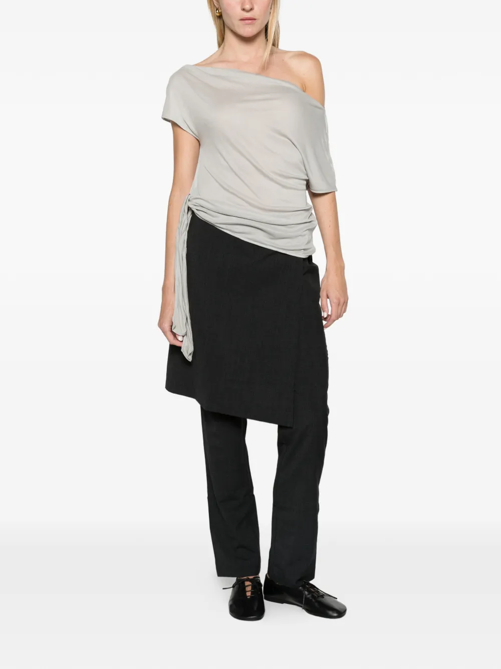 St Agni Fine-jersey Off-shoulder Top In Grey