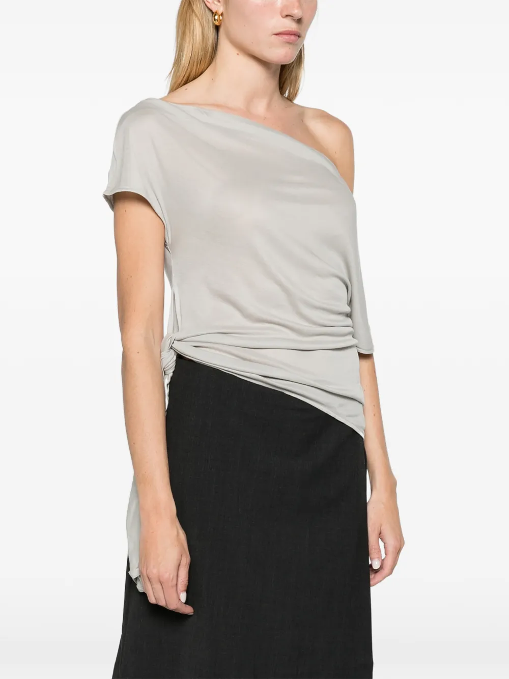 St. Agni fine-jersey off-shoulder top soft ash Grijs