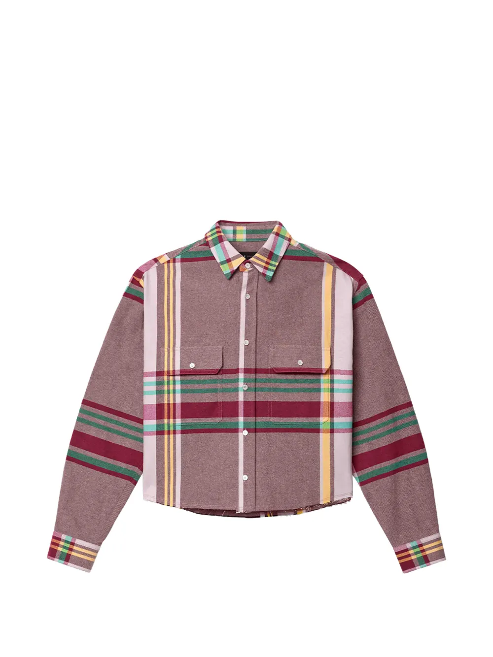 Purple Brand Fade plaid cropped shirt - Marrone