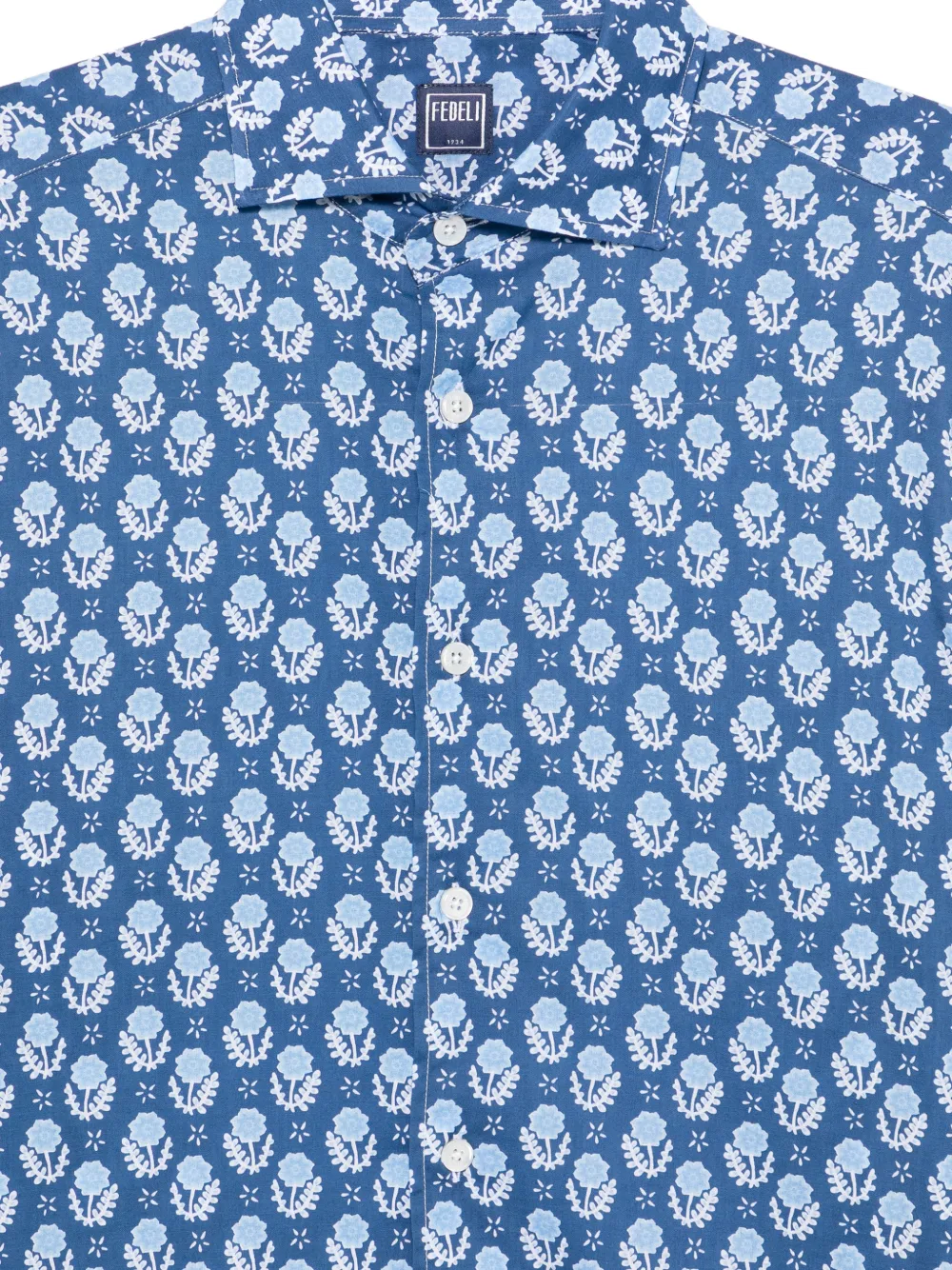 Fedeli Overhemd met bloemenprint Blauw