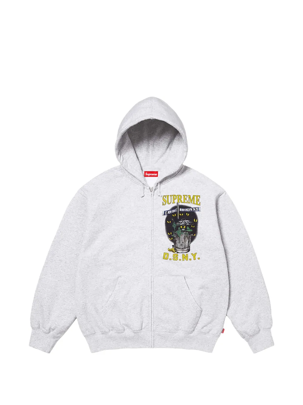 Supreme Felpa con stampa grafica, zip e cappuccio - Grigio