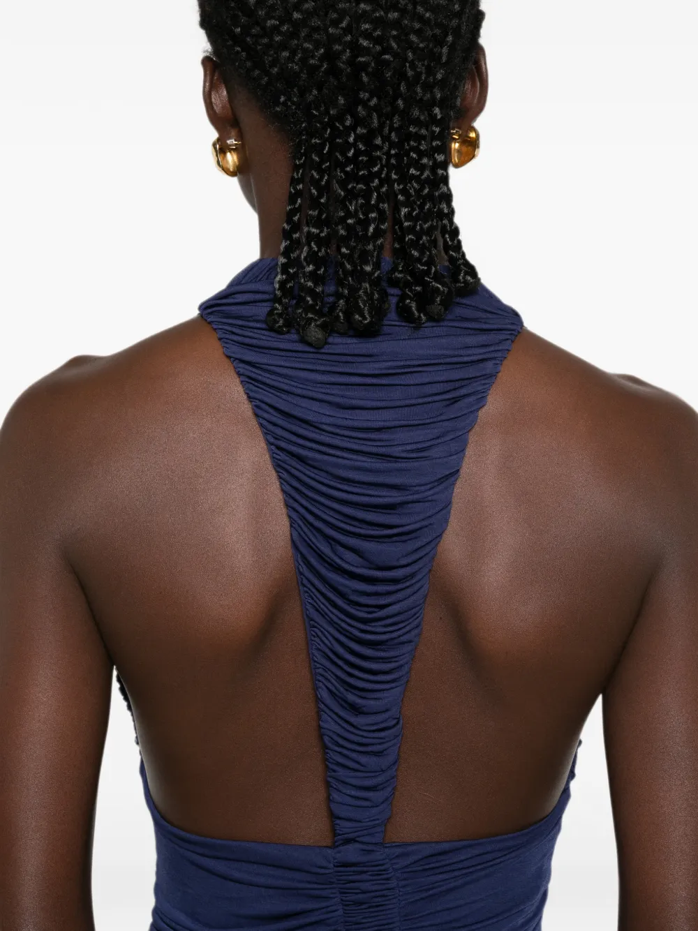 Christopher Esber Orica maxi-jurk met ruches en V-hals Blauw