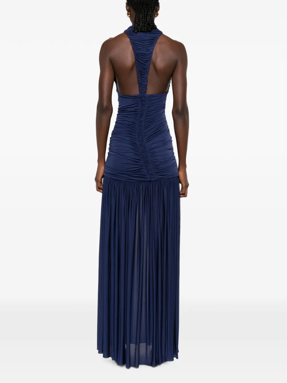 Christopher Esber Orica maxi-jurk met ruches en V-hals Blauw