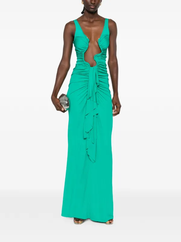 christopher esber green dress Shoulderless Cashmere Monument 4% elastane Christopher Esber Crew Neck Long